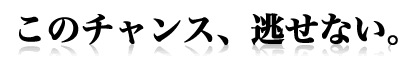 このチャンス、逃せない。