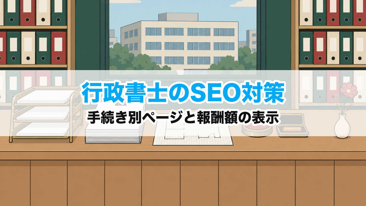 行政書士のSEO対策｜手続き別ページと報酬額の表示