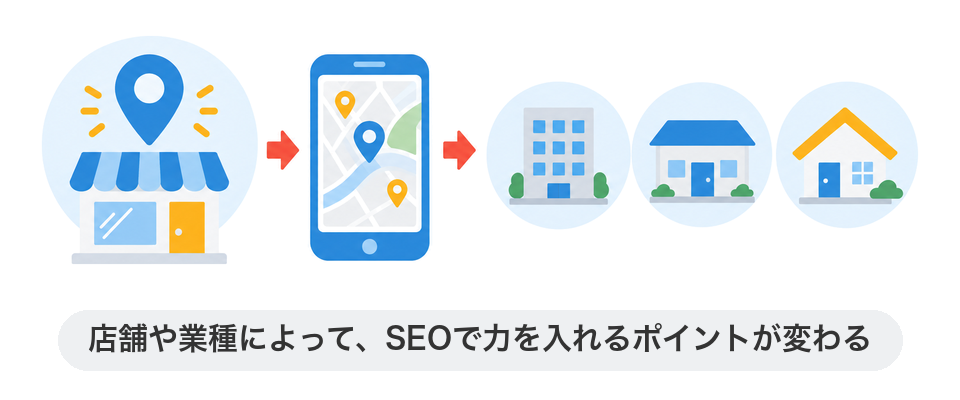 店舗や業種によって、SEOで力を入れるポイントが変わる