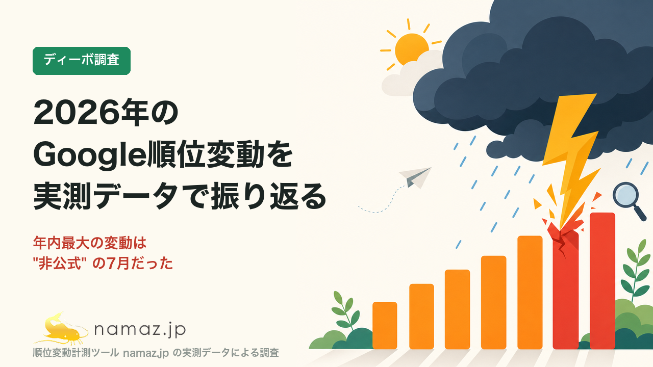 【調査レポート】2026年のGoogle順位変動、年内最大は「公式発表のない7月」だった